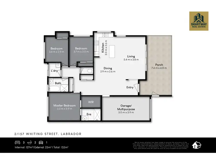 Floorplan of Homely semi-detached listing, 157 Whiting Street, Labrador QLD 4215