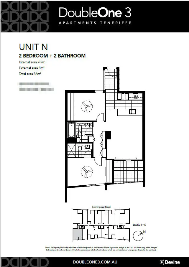 Floorplan of Homely unit listing, 204/113 Commercial Road, Teneriffe QLD 4005