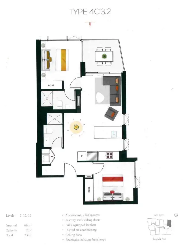 Floorplan of Homely apartment listing, ID:21162702/1033 Ann Street, Newstead QLD 4006