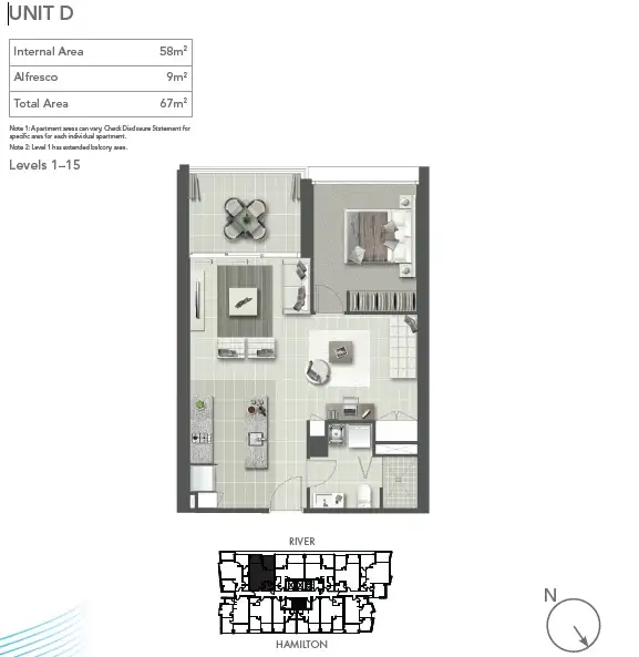 Floorplan of Homely apartment listing, ID:21165093/2 Harbour Road, Hamilton QLD 4007