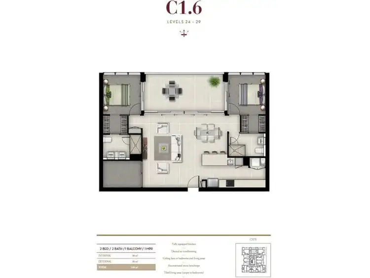Floorplan of Homely apartment listing, 2904/19 Hope Street, South Brisbane QLD 4101