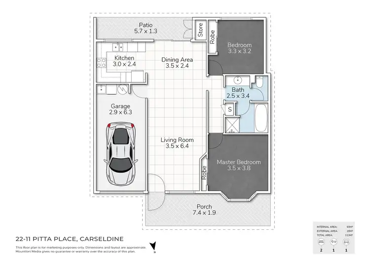Floorplan of Homely villa listing, 22/11 Pitta Place, Carseldine QLD 4034