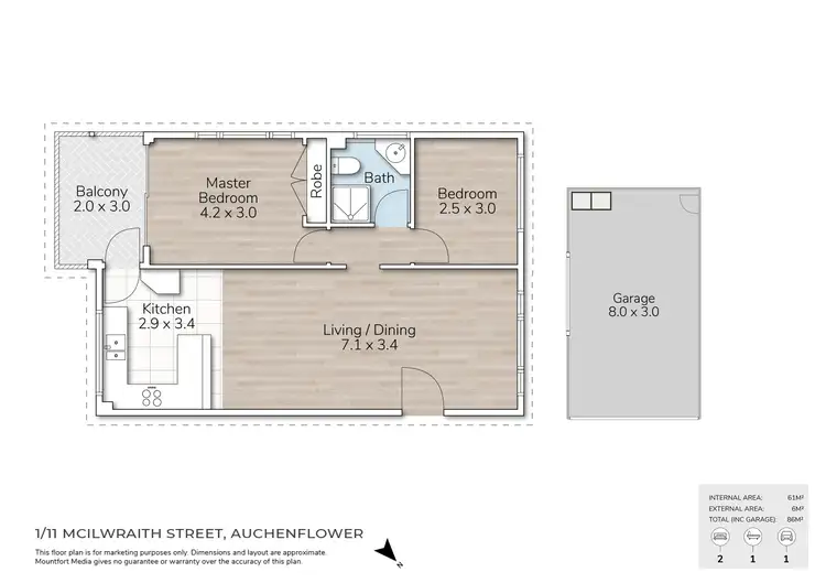 Floorplan of Homely apartment listing, 1/11 McIlwraith Street, Auchenflower QLD 4066