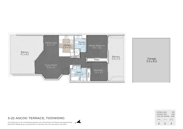 Floorplan of Homely apartment listing, 3/22 Ascog Terrace, Toowong QLD 4066