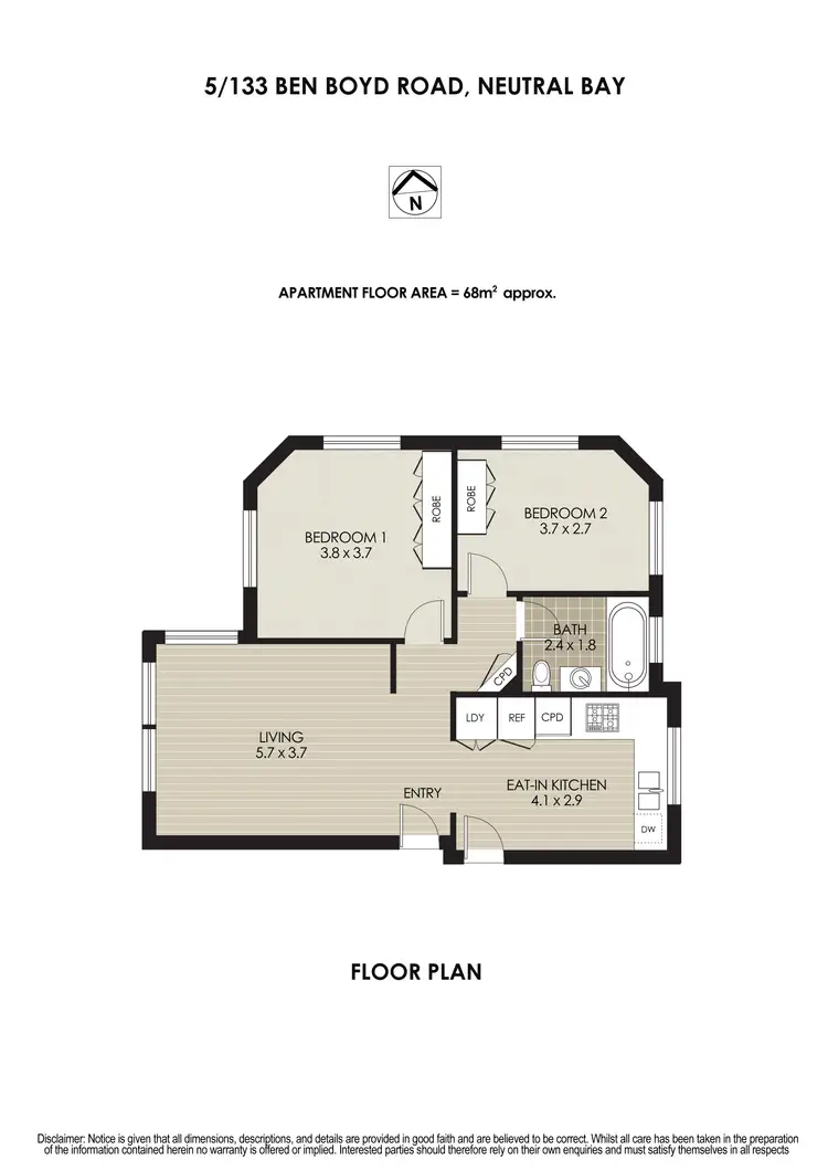 Floorplan of Homely apartment listing, 5/133 Ben Boyd Road, Neutral Bay NSW 2089