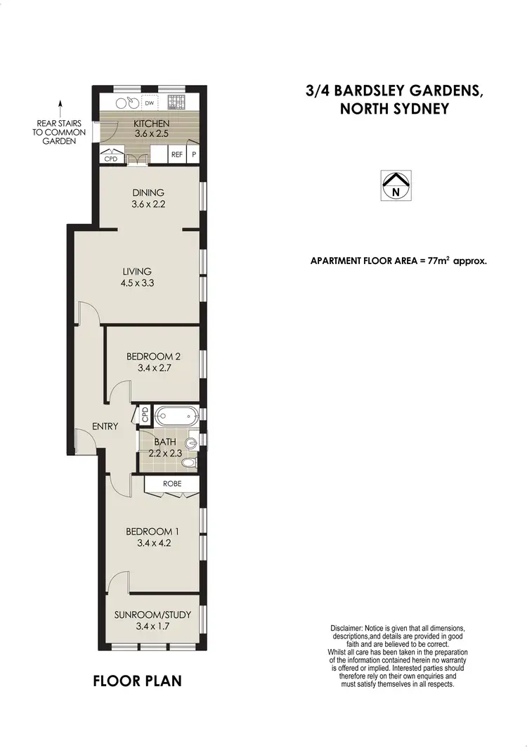 Floorplan of Homely apartment listing, 3/4 Bardsley Gardens, North Sydney NSW 2060