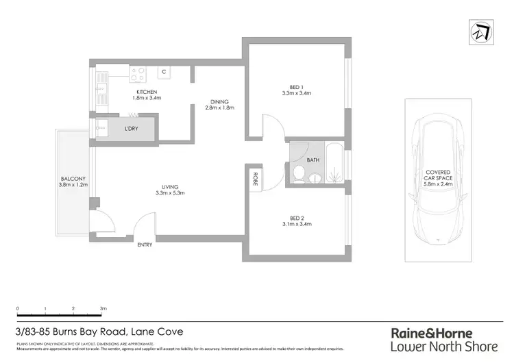 Floorplan of Homely apartment listing, 3/83-85 Burns Bay Road, Lane Cove NSW 2066