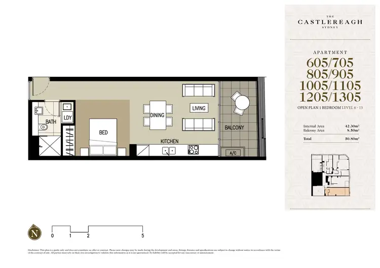 Floorplan of Homely studio listing, 905/209 Castlereagh Street, Sydney NSW 2000