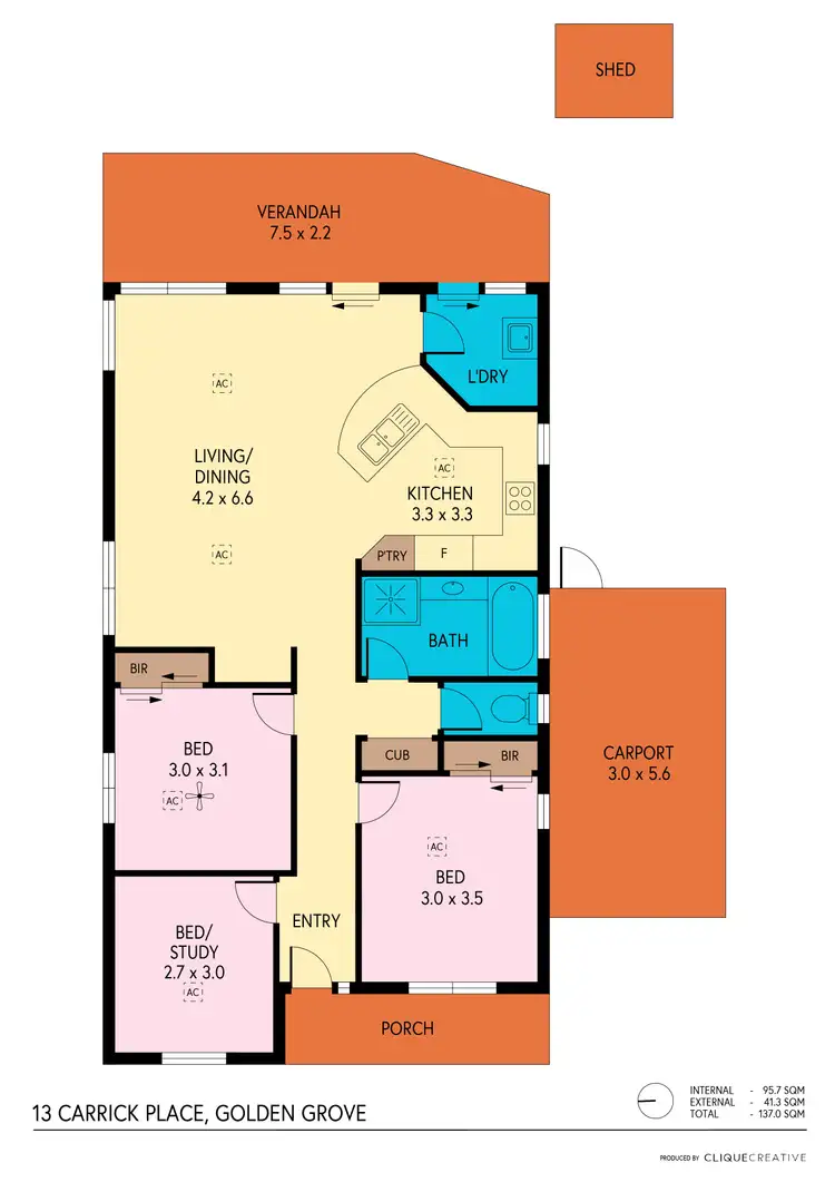 Floorplan of Homely house listing, 13 Carrick Place, Golden Grove SA 5125