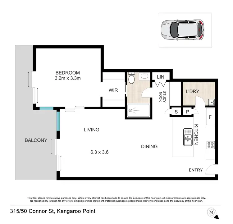 Floorplan of Homely apartment listing, 315/50 Connor Street, Kangaroo Point QLD 4169