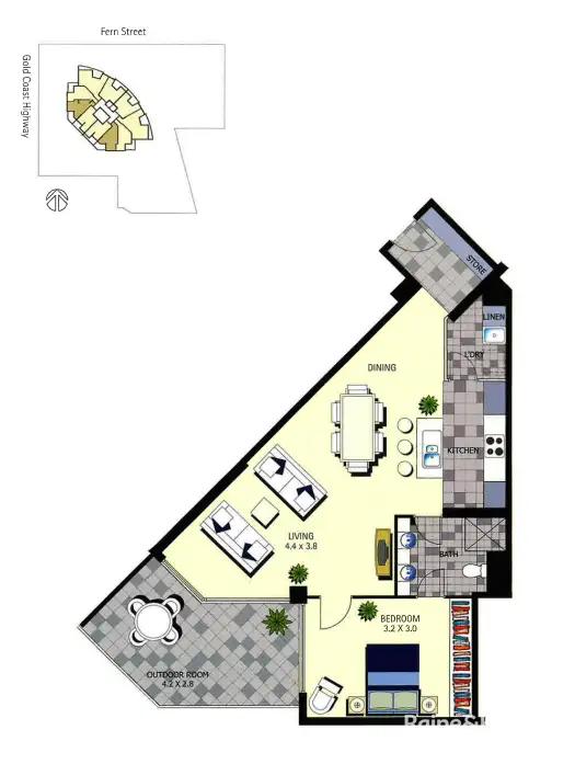 Floorplan of Homely apartment listing, 209/18 Fern St, Surfers Paradise QLD 4217
