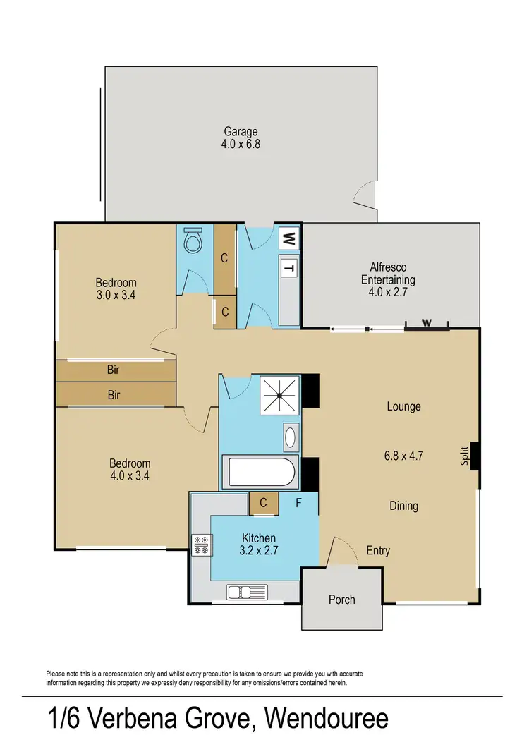 Floorplan of Homely unit listing, 1/6 Verbena Grove, Wendouree VIC 3355