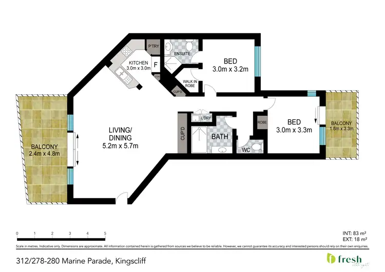 Floorplan of Homely apartment listing, 312/278-280 Marine Parade, Kingscliff NSW 2487