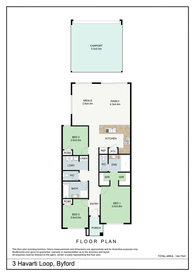 Floorplan of Homely house listing, 3 Havarti Loop, Byford WA 6122
