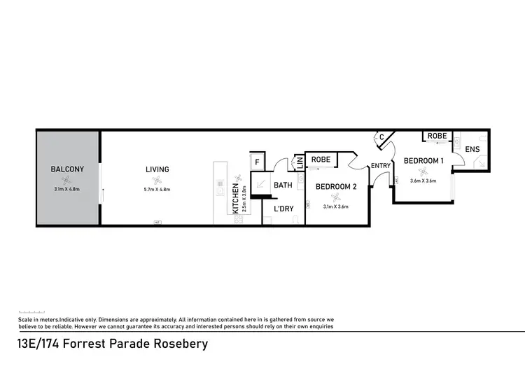 Floorplan of Homely unit listing, 13E/174 Forrest Parade, Rosebery NT 832