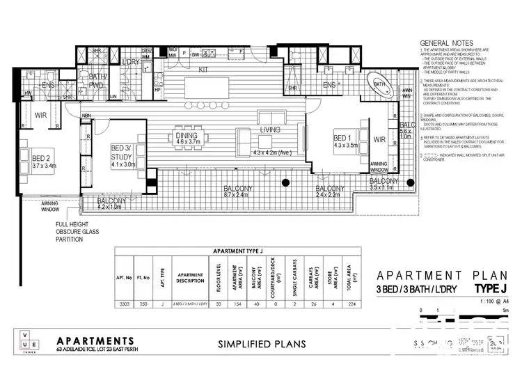 Floorplan of Homely apartment listing, 3303/63 Adelaide Terrace, East Perth WA 6004