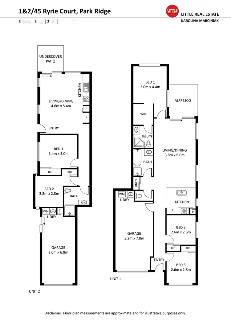 Floorplan of Homely semi-detached listing, 1&2/45 Ryrie Court, Park Ridge QLD 4125