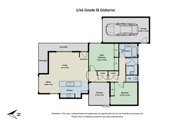 Floorplan of Homely unit listing, 1/46 Goode Street, Gisborne VIC 3437