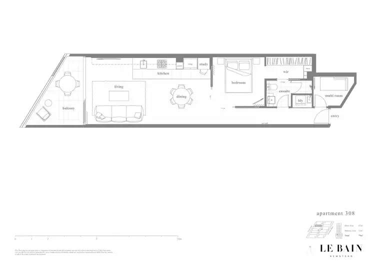 Floorplan of Homely apartment listing, 308/20 Wyandra Street, Newstead QLD 4006