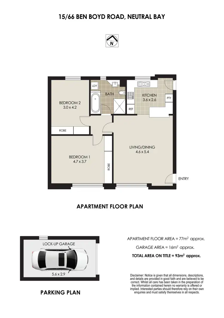 Floorplan of Homely apartment listing, 15/66 Ben Boyd Road, Neutral Bay NSW 2089