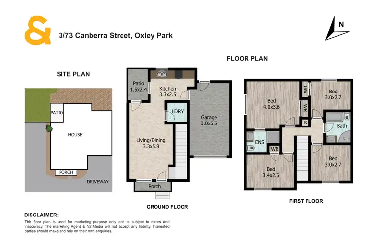 Floorplan of Homely townhouse listing, 3/73 Canberra Street, Oxley Park NSW 2760