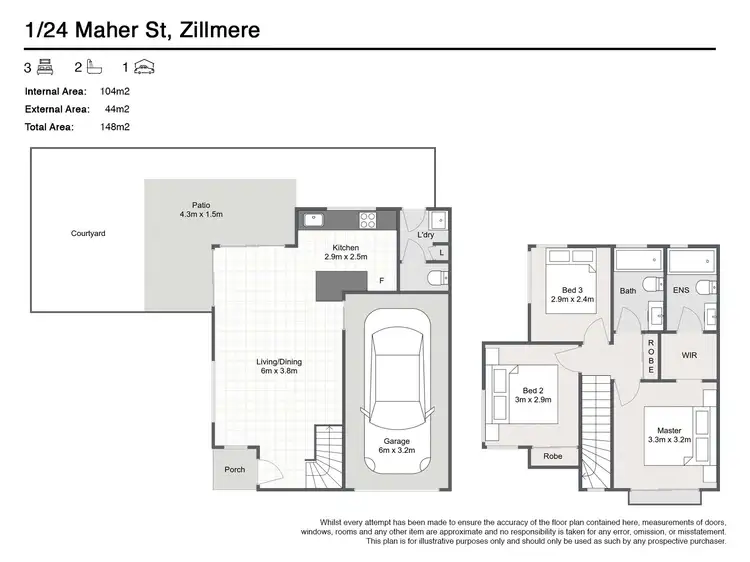 Floorplan of Homely townhouse listing, 1/24 Maher Street, Zillmere QLD 4034