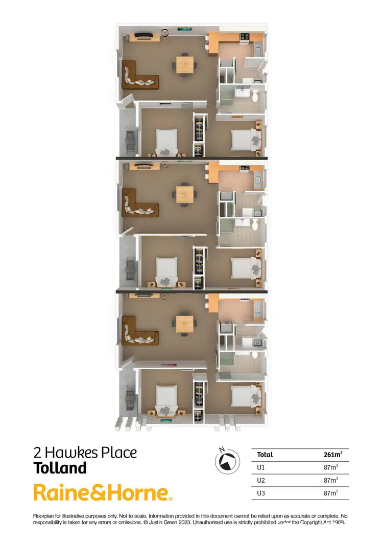 Floorplan of Homely block of units listing, 1-3, 2 Hawkes Place, Tolland NSW 2650