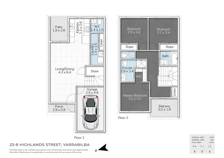 Floorplan of Homely townhouse listing, 23/8 Highlands Street, Yarrabilba QLD 4207