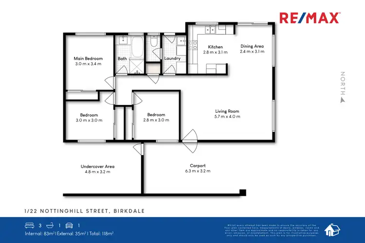 Floorplan of Homely villa listing, 1/22 Nottinghill Street, Birkdale QLD 4159