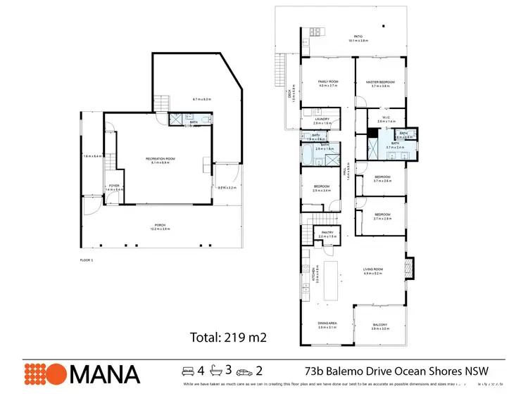 Floorplan of Homely house listing, 73b Balemo Drive, Ocean Shores NSW 2483