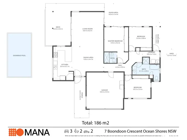 Floorplan of Homely house listing, 7 Boondoon Cres, Ocean Shores NSW 2483