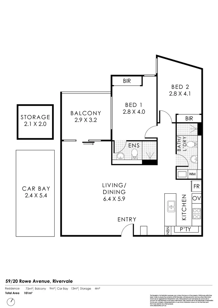 Floorplan of Homely apartment listing, 59/20 Rowe Avenue, Rivervale WA 6103