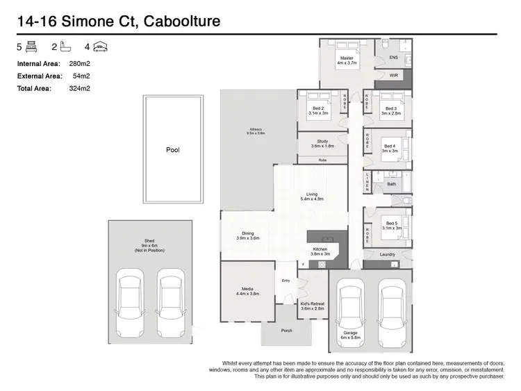 Floorplan of Homely house listing, 14-16 Simone Court, Caboolture QLD 4510