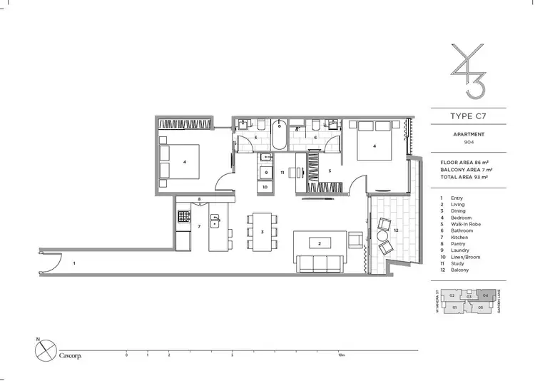 Floorplan of Homely apartment listing, 904/43 Wyandra Street, Teneriffe QLD 4005