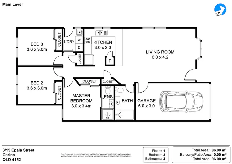Floorplan of Homely villa listing, 3/15 Epala Street, Carina QLD 4152