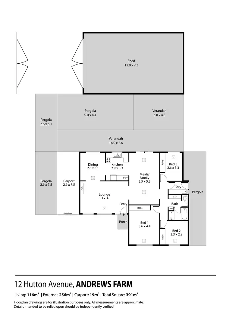 Floorplan of Homely house listing, 12 Hutton Avenue, Andrews Farm SA 5114