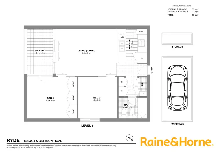 Floorplan of Homely apartment listing, 606/261 Morrison Road, Ryde NSW 2112