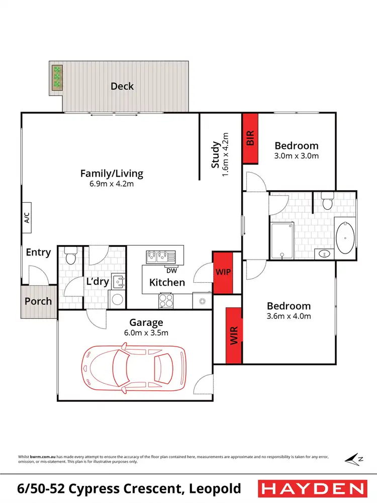 Floorplan of Homely unit listing, 6/50-52 Cypress Crescent, Leopold VIC 3224