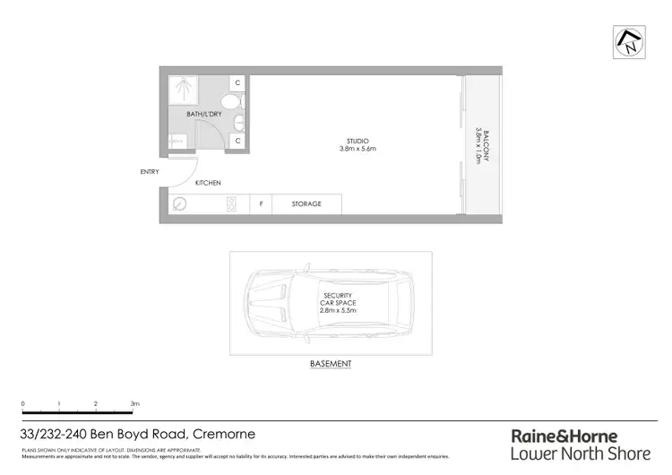 Floorplan of Homely studio listing, 33/232 Ben Boyd Road, Cremorne NSW 2090