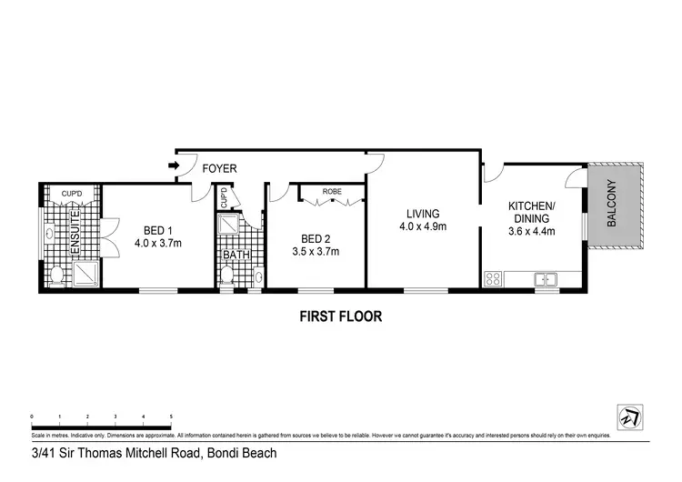 Floorplan of Homely apartment listing, 3/41 Sir Thomas Mitchell Road, Bondi Beach NSW 2026