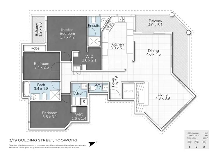 Floorplan of Homely apartment listing, 3/19 Golding Street, Toowong QLD 4066
