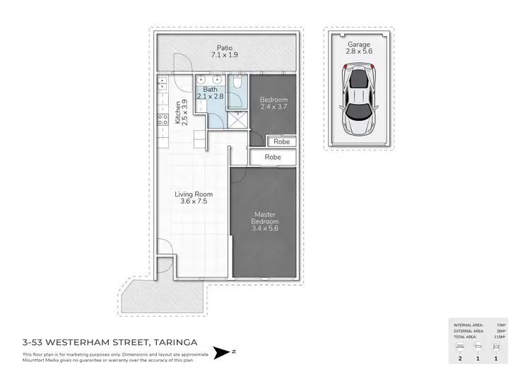 Floorplan of Homely apartment listing, 3/53 Westerham Street, Taringa QLD 4068
