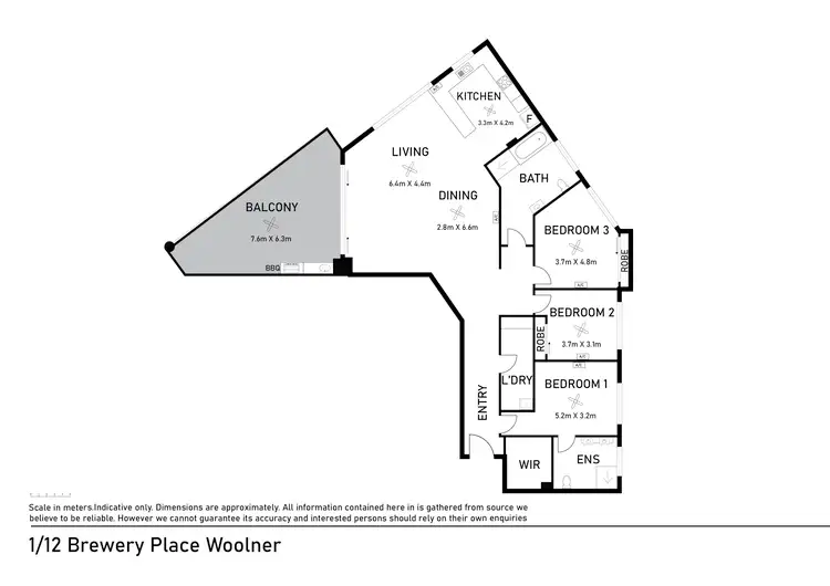 Floorplan of Homely unit listing, 1/12 Brewery Place, Woolner NT 820