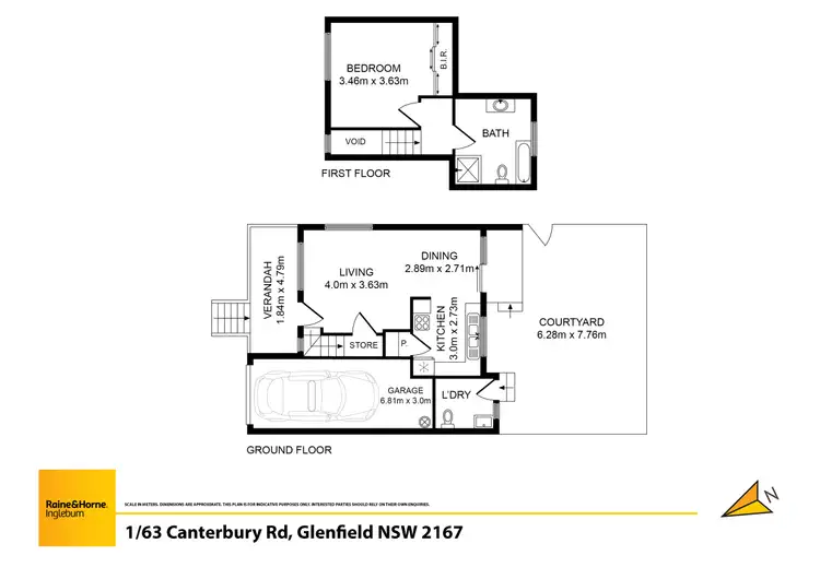 Floorplan of Homely townhouse listing, 1/63 Canterbury Road, Glenfield NSW 2167