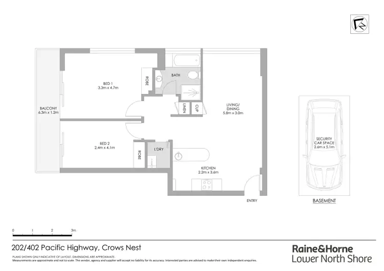 Floorplan of Homely apartment listing, 202/402 Pacific Highway, Crows Nest NSW 2065