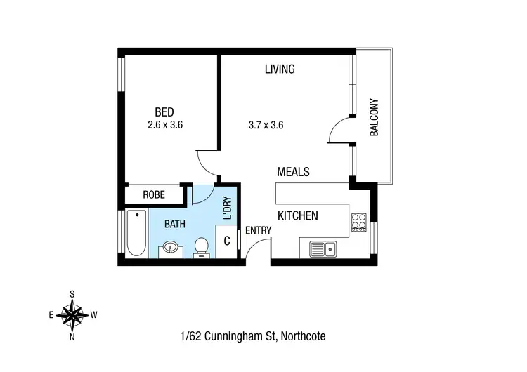 Floorplan of Homely apartment listing, 1/62 Cunningham Street, Northcote VIC 3070