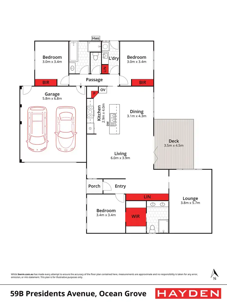 Floorplan of Homely townhouse listing, 59B Presidents Avenue, Ocean Grove VIC 3226