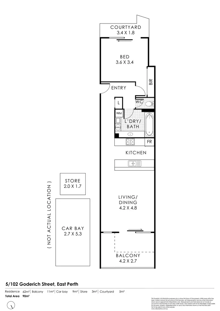 Floorplan of Homely apartment listing, 5/102 Goderich Street, East Perth WA 6004