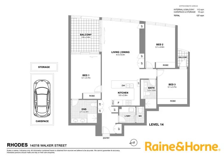 Floorplan of Homely apartment listing, 1407/8 Walker Street, Rhodes NSW 2138