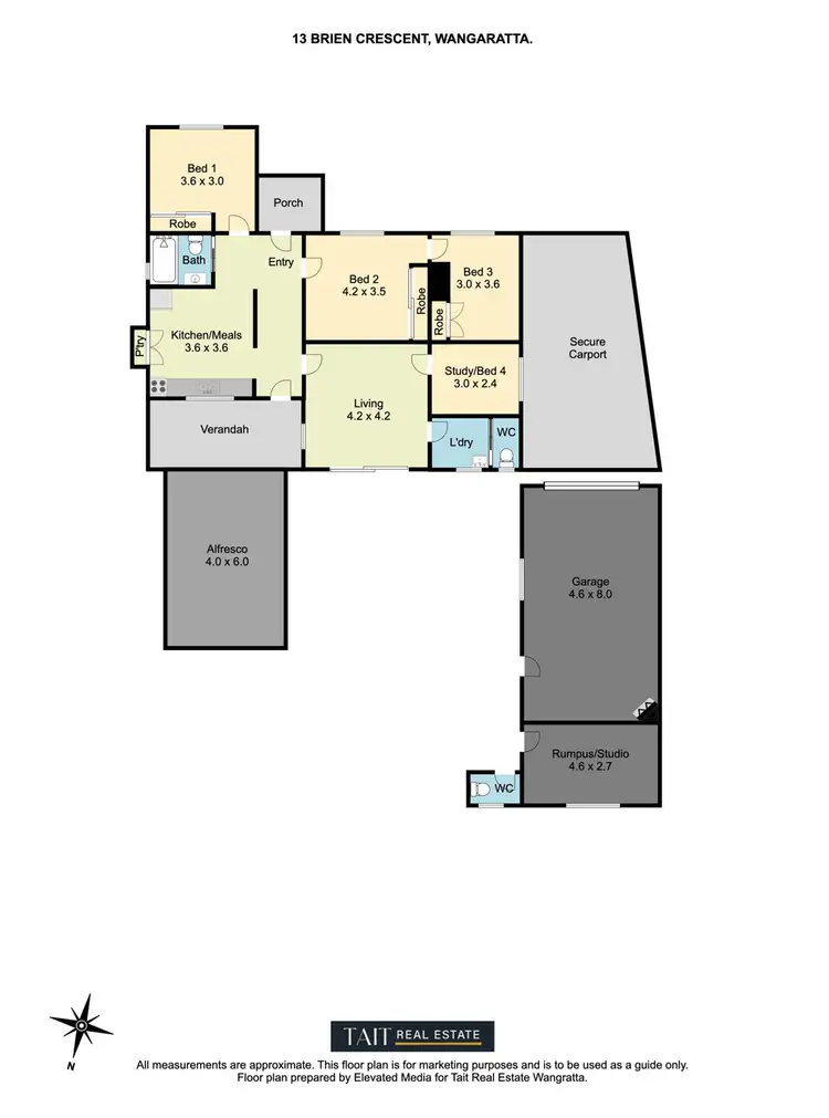 Floorplan of Homely house listing, 13 Brien Crescent, Wangaratta VIC 3677